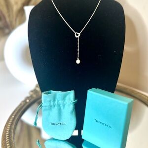 Tiffany & Co. Sterling Silver Heart & Pearl Drop Necklace